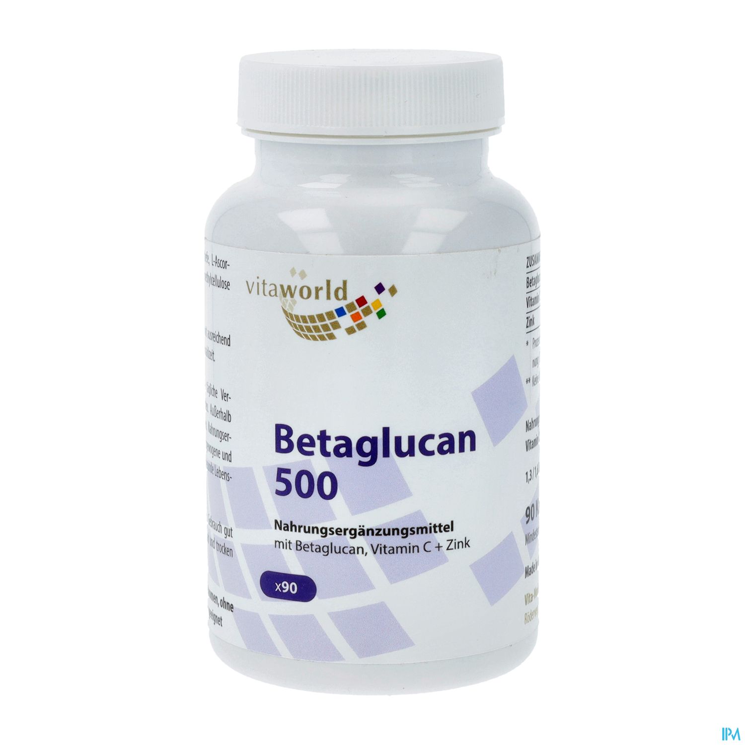 Betaglucan Kapseln 500mg +vitamin C Zink Vegan Vita World 90st