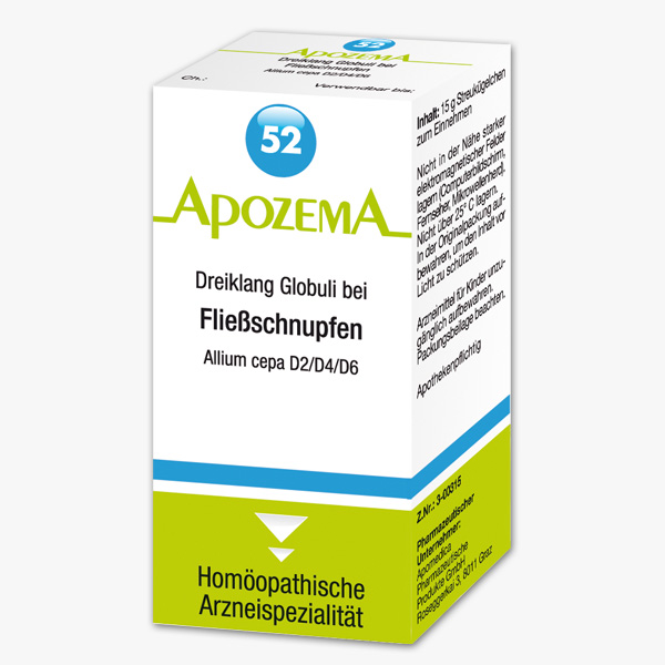 Apozema Dreiklang Globuli bei Fließschnupfen Nr. 52 (Allium cepa D2/D4/D6)