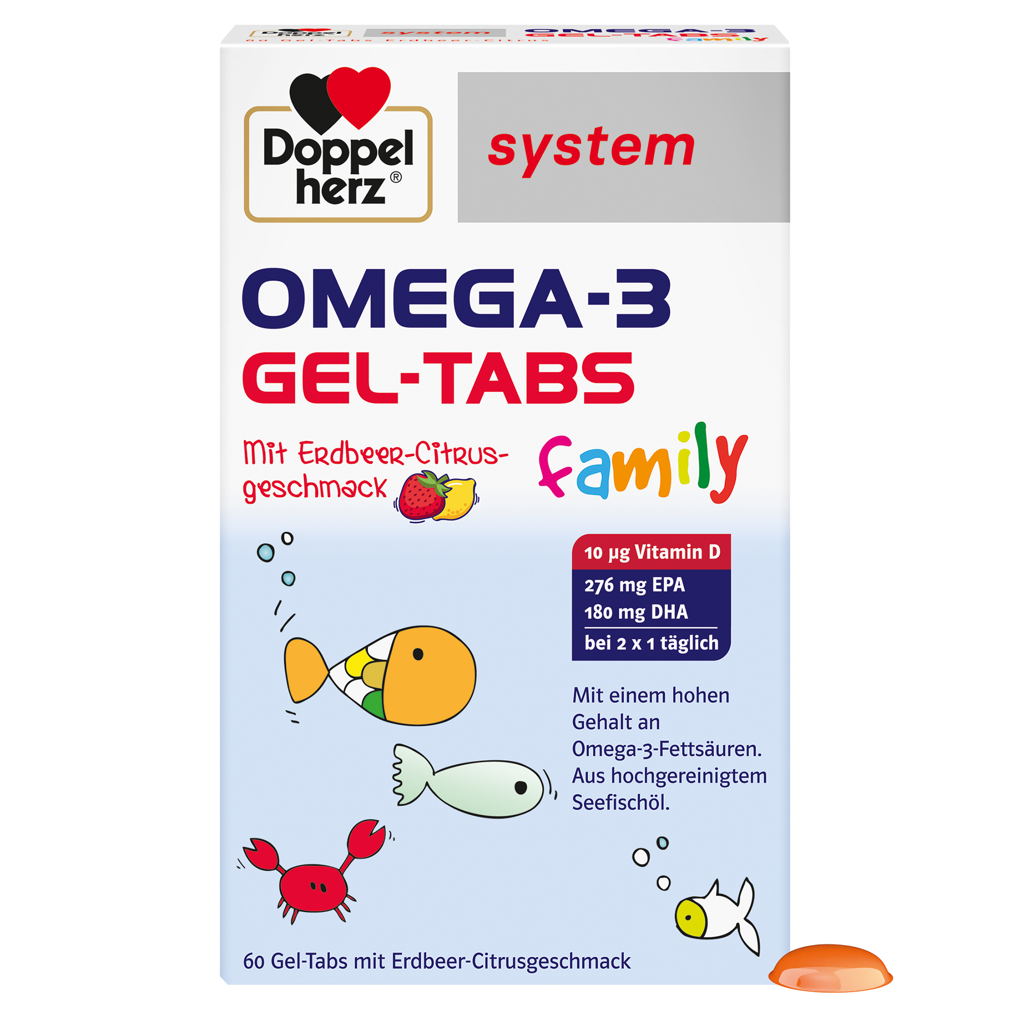 Doppelherz system OMEGA-3 family Gel-Tabs zum Kauen