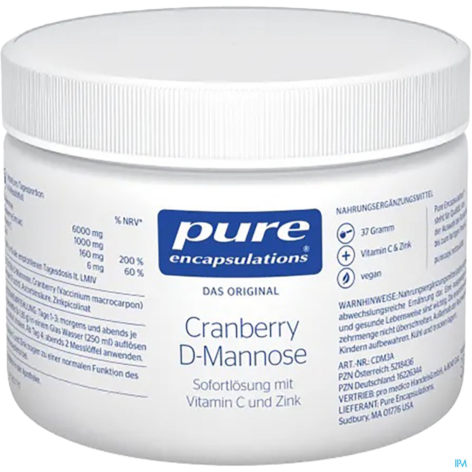 Pure Encapsulations Cranberry D-mannose 37g