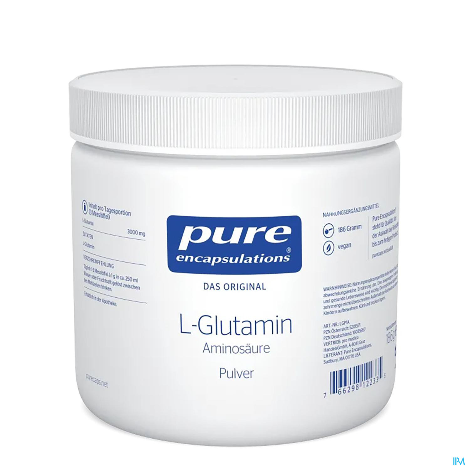 Pure Encapsulations l-glutamin Pulver 186g