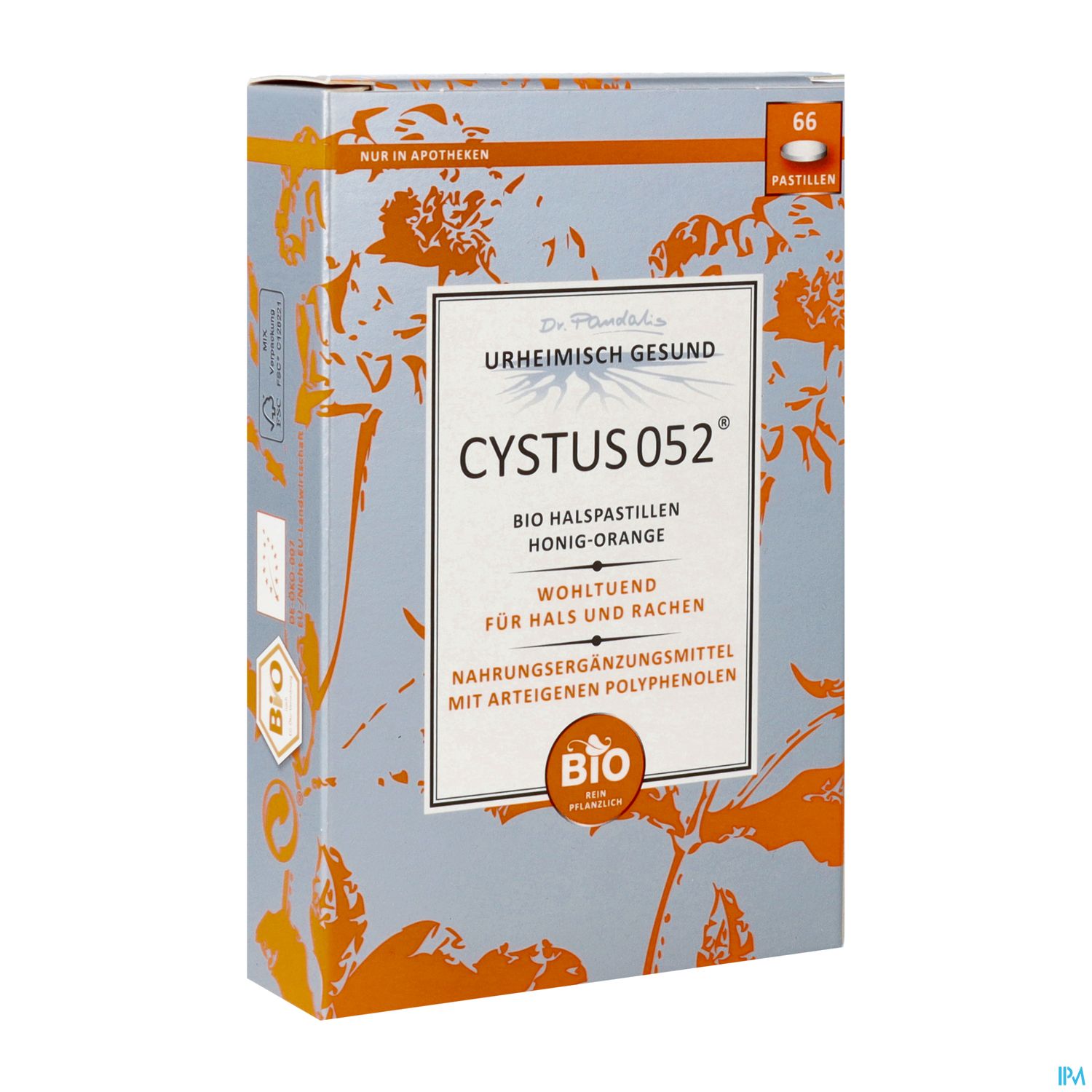 Cystus 052 Bio Halspastillen Honig Orange 66st
