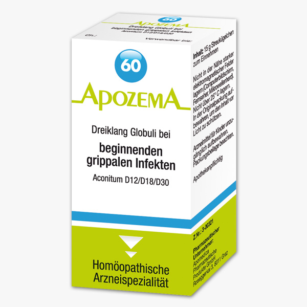 Apozema Dreiklang Globuli bei beginnenden grippalen Infekten Nr. 60 (Aconitum D12/D18/D30)